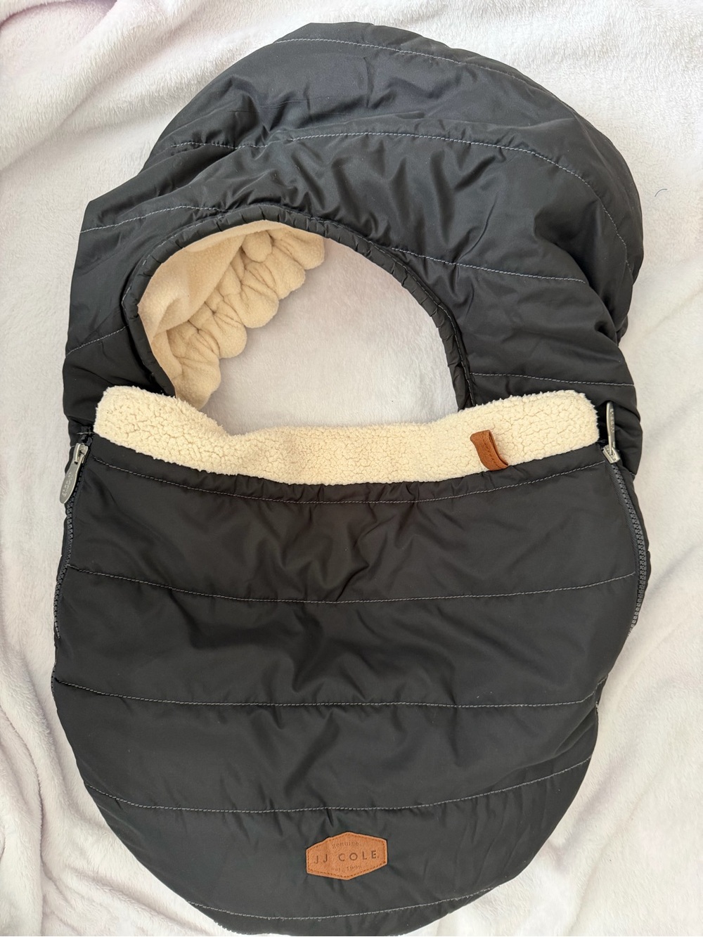 JJ Cole Black Quilted Footmuff. Car seat cover.